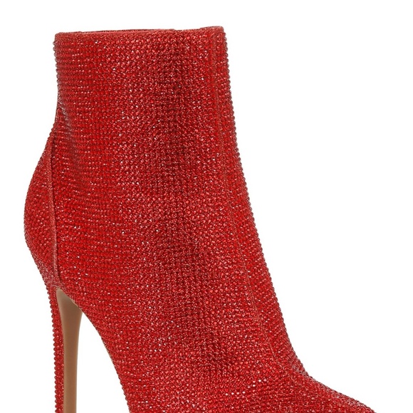 Thalia Sodi Women's Chiara Platform Dress Booties Red Lurex Glitter Ankle Boots - Picture 2 of 7